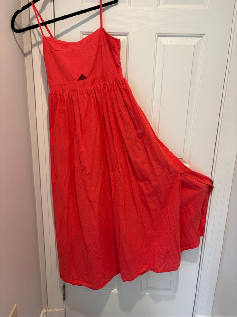 Commense Orange Midi Sundress with Spaghetti Straps